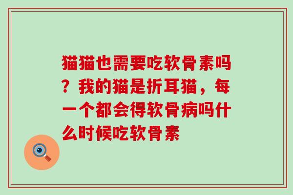 猫猫也需要吃软骨素吗？我的猫是折耳猫，每一个都会得软骨病吗什么时候吃软骨素