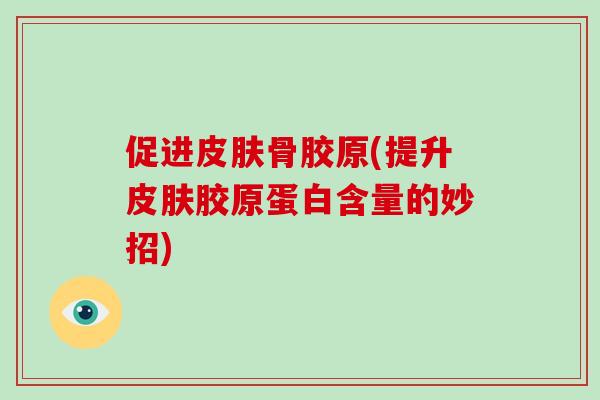 促进皮肤骨胶原(提升皮肤胶原蛋白含量的妙招)
