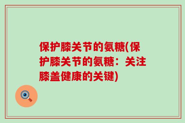 保护膝关节的氨糖(保护膝关节的氨糖：关注膝盖健康的关键)