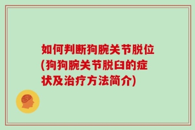 如何判断狗腕关节脱位(狗狗腕关节脱臼的症状及治疗方法简介)