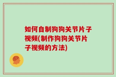 如何自制狗狗关节片子视频(制作狗狗关节片子视频的方法)