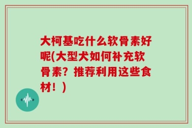 大柯基吃什么软骨素好呢(大型犬如何补充软骨素？推荐利用这些食材！)