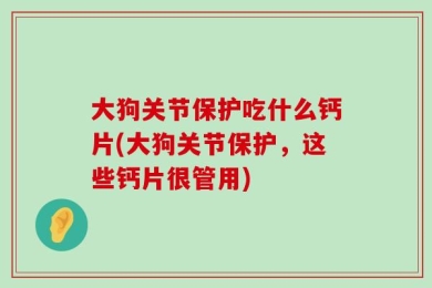 大狗关节保护吃什么钙片(大狗关节保护，这些钙片很管用)