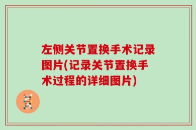左侧关节置换手术记录图片(记录关节置换手术过程的详细图片)