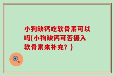 小狗缺钙吃软骨素可以吗(小狗缺钙可否摄入软骨素来补充？)