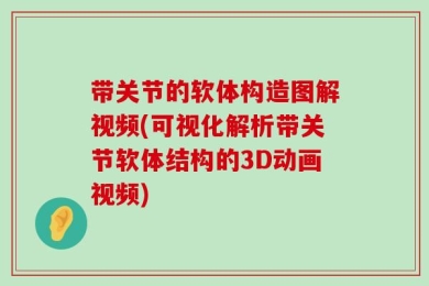 带关节的软体构造图解视频(可视化解析带关节软体结构的3D动画视频)