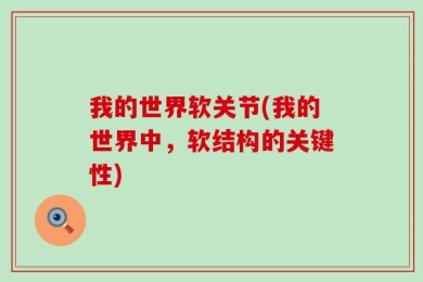 我的世界软关节(我的世界中，软结构的关键性)