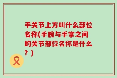 手关节上方叫什么部位名称(手腕与手掌之间的关节部位名称是什么？)