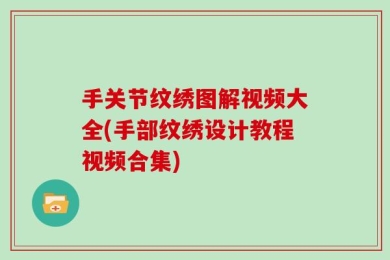 手关节纹绣图解视频大全(手部纹绣设计教程视频合集)