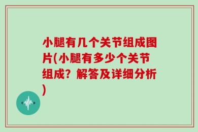 小腿有几个关节组成图片(小腿有多少个关节组成？解答及详细分析)