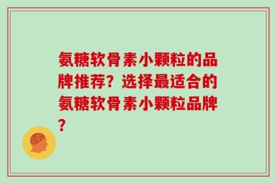 氨糖软骨素小颗粒的品牌推荐？选择最适合的氨糖软骨素小颗粒品牌？