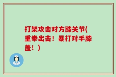 打架攻击对方膝关节(重拳出击！暴打对手膝盖！)