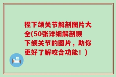 捏下颌关节解剖图片大全(50张详细解剖颞下颌关节的图片，助你更好了解咬合功能！)