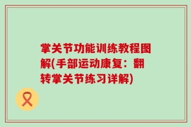 掌关节功能训练教程图解(手部运动康复：翻转掌关节练习详解)