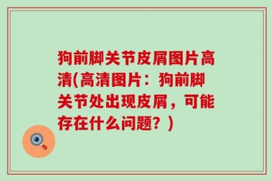 狗前脚关节皮屑图片高清(高清图片：狗前脚关节处出现皮屑，可能存在什么问题？)