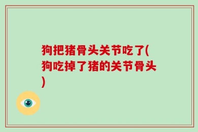 狗把猪骨头关节吃了(狗吃掉了猪的关节骨头)