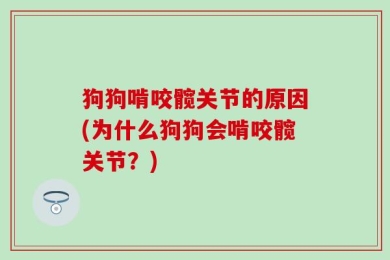 狗狗啃咬髋关节的原因(为什么狗狗会啃咬髋关节？)