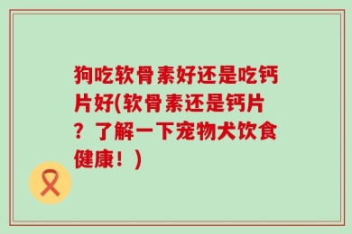 狗吃软骨素好还是吃钙片好(软骨素还是钙片？了解一下宠物犬饮食健康！)
