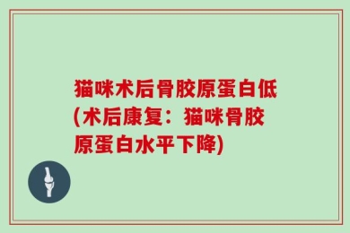 猫咪术后骨胶原蛋白低(术后康复：猫咪骨胶原蛋白水平下降)