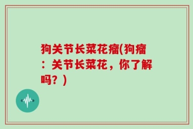 狗关节长菜花瘤(狗瘤：关节长菜花，你了解吗？)