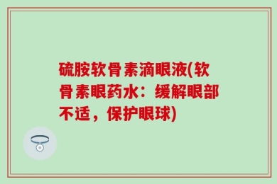 硫胺软骨素滴眼液(软骨素眼药水：缓解眼部不适，保护眼球)