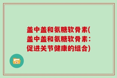 盖中盖和氨糖软骨素(盖中盖和氨糖软骨素：促进关节健康的组合)