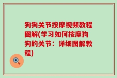 狗狗关节按摩视频教程图解(学习如何按摩狗狗的关节：详细图解教程)