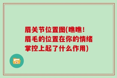 眉关节位置图(瞧瞧！眉毛的位置在你的情绪掌控上起了什么作用)