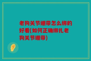 老狗关节绷带怎么绑的好看(如何正确绑扎老狗关节绷带)