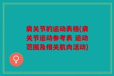 肩关节的运动表格(肩关节运动参考表 运动范围及相关肌肉活动)