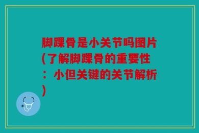 脚踝骨是小关节吗图片(了解脚踝骨的重要性：小但关键的关节解析)