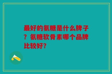 最好的氨糖是什么牌子？氨糖软骨素哪个品牌比较好？