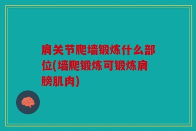肩关节爬墙锻炼什么部位(墙爬锻炼可锻炼肩膀肌肉)
