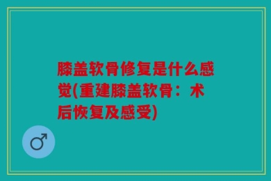 膝盖软骨修复是什么感觉(重建膝盖软骨：术后恢复及感受)