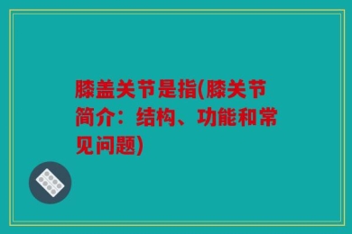 膝盖关节是指(膝关节简介：结构、功能和常见问题)