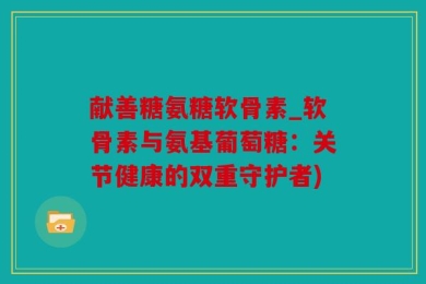 献善糖氨糖软骨素_软骨素与氨基葡萄糖：关节健康的双重守护者)