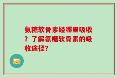 氨糖软骨素经哪里吸收？了解氨糖软骨素的吸收途径？