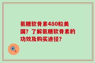氨糖软骨素480粒美国？了解氨糖软骨素的功效及购买途径？