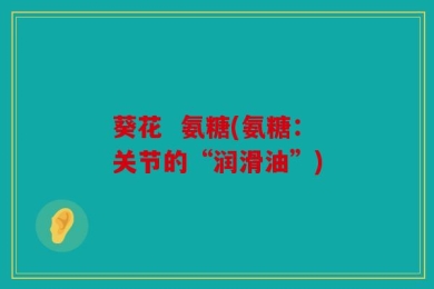 葵花  氨糖(氨糖：关节的“润滑油”)