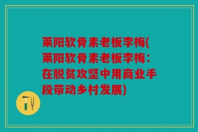 莱阳软骨素老板李梅(莱阳软骨素老板李梅：在脱贫攻坚中用商业手段带动乡村发展)