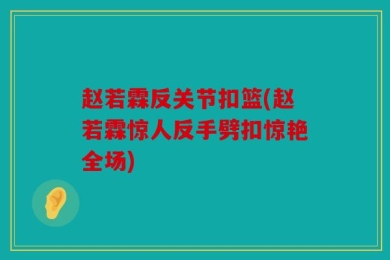 赵若霖反关节扣篮(赵若霖惊人反手劈扣惊艳全场)