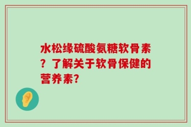 水松缘硫酸氨糖软骨素？了解关于软骨保健的营养素？