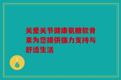 关爱关节健康氨糖软骨素为您提供强力支持与舒适生活