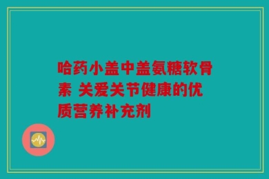 哈药小盖中盖氨糖软骨素 关爱关节健康的优质营养补充剂