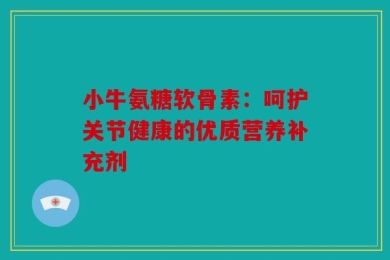 小牛氨糖软骨素：呵护关节健康的优质营养补充剂
