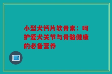 小型犬钙片软骨素：呵护爱犬关节与骨骼健康的必备营养