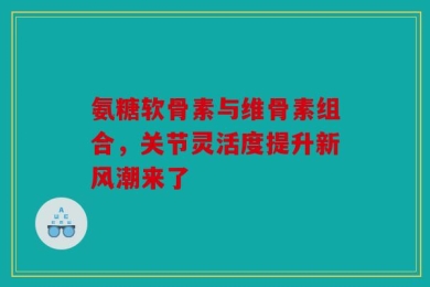 氨糖软骨素与维骨素组合，关节灵活度提升新风潮来了