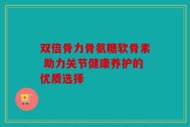 双倍骨力骨氨糖软骨素 助力关节健康养护的优质选择