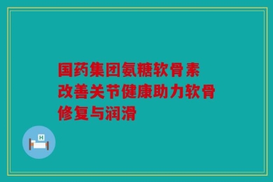国药集团氨糖软骨素 改善关节健康助力软骨修复与润滑