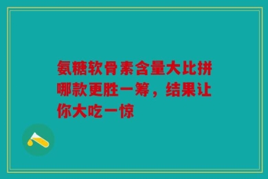 氨糖软骨素含量大比拼哪款更胜一筹，结果让你大吃一惊